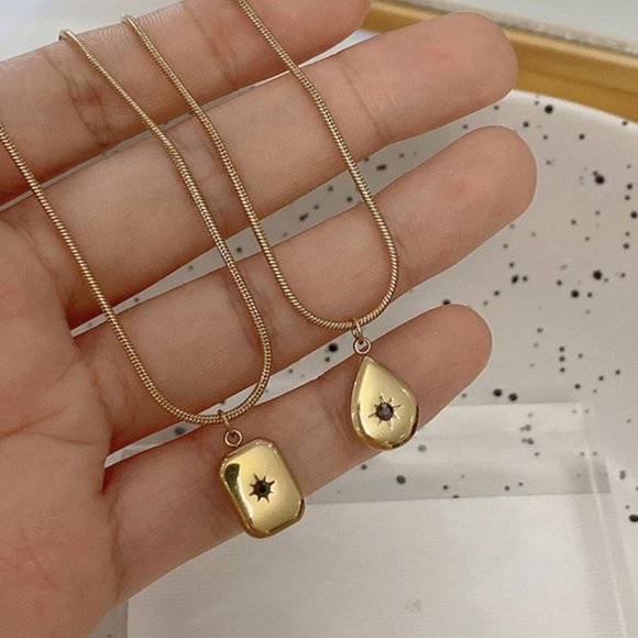 Star Constellation Water Drop Stainless Steel Gold Necklace - Picture 4 of 11